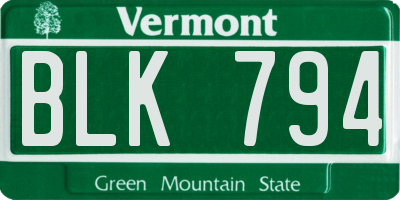 VT license plate BLK794