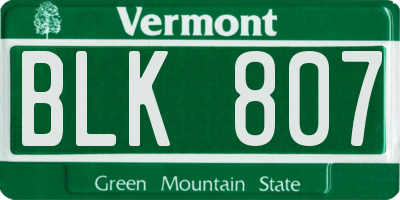 VT license plate BLK807