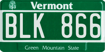 VT license plate BLK866