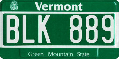 VT license plate BLK889