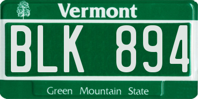 VT license plate BLK894