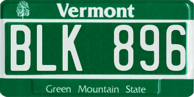 VT license plate BLK896