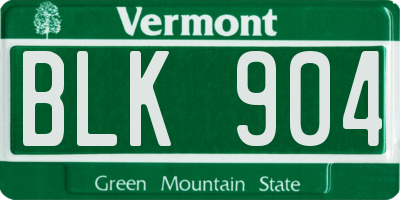 VT license plate BLK904