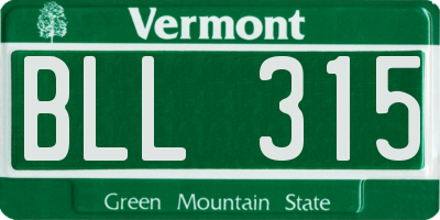 VT license plate BLL315