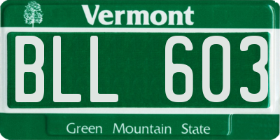 VT license plate BLL603