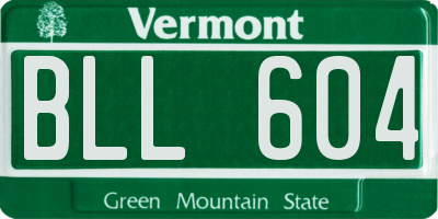 VT license plate BLL604