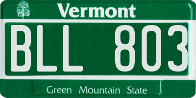 VT license plate BLL803