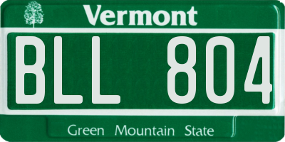 VT license plate BLL804