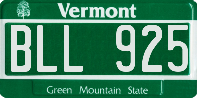 VT license plate BLL925
