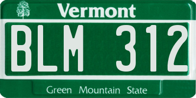 VT license plate BLM312