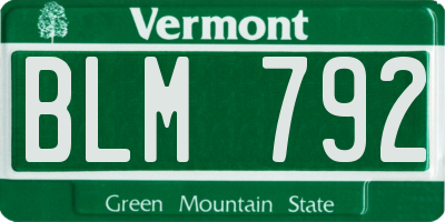 VT license plate BLM792