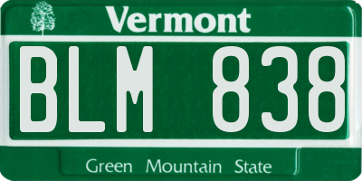 VT license plate BLM838