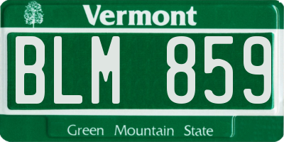 VT license plate BLM859