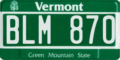 VT license plate BLM870