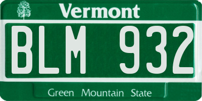 VT license plate BLM932