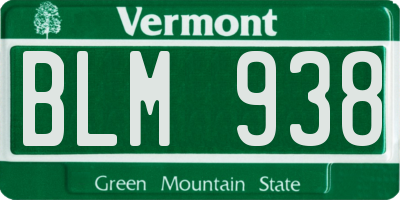 VT license plate BLM938