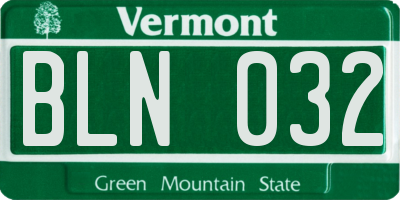 VT license plate BLN032
