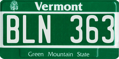 VT license plate BLN363