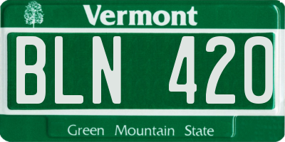 VT license plate BLN420