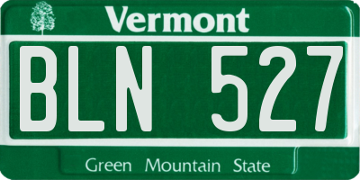VT license plate BLN527