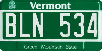 VT license plate BLN534