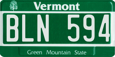 VT license plate BLN594