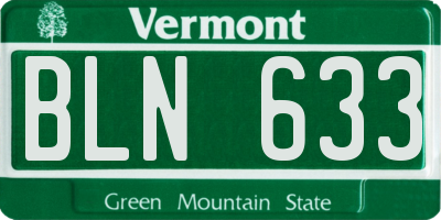VT license plate BLN633