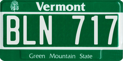 VT license plate BLN717