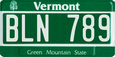 VT license plate BLN789