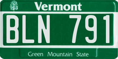 VT license plate BLN791