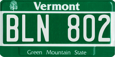 VT license plate BLN802