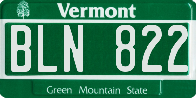 VT license plate BLN822