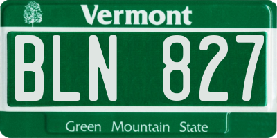 VT license plate BLN827