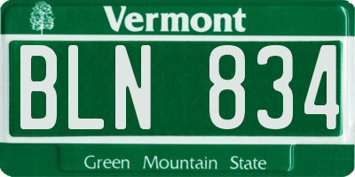 VT license plate BLN834