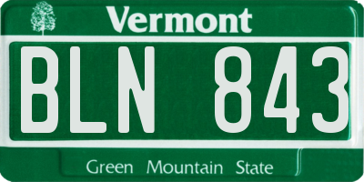 VT license plate BLN843