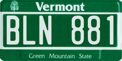 VT license plate BLN881