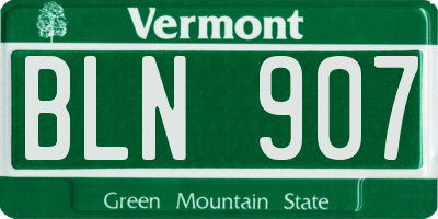 VT license plate BLN907