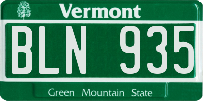 VT license plate BLN935