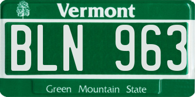 VT license plate BLN963