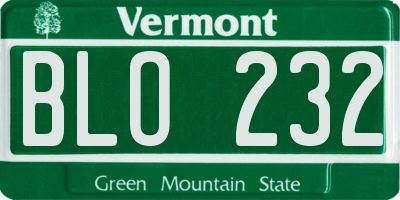 VT license plate BLO232