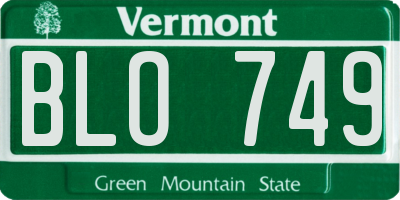 VT license plate BLO749