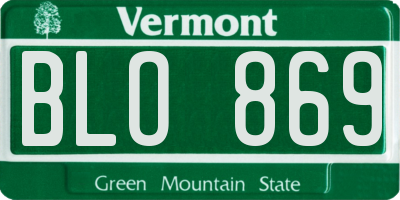 VT license plate BLO869