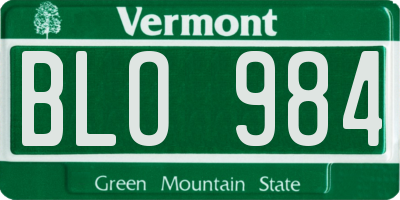 VT license plate BLO984