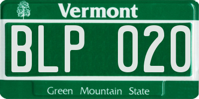 VT license plate BLP020
