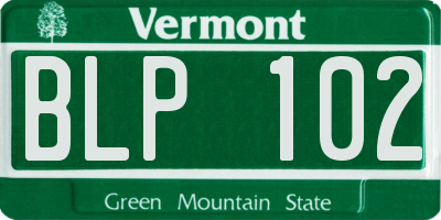VT license plate BLP102