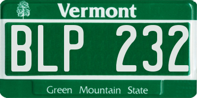 VT license plate BLP232