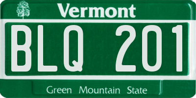 VT license plate BLQ201