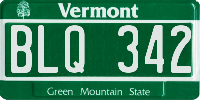VT license plate BLQ342