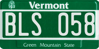 VT license plate BLS058