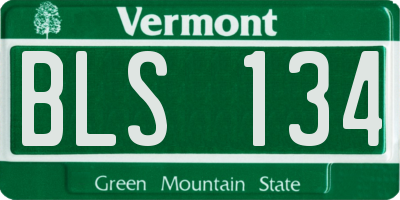 VT license plate BLS134